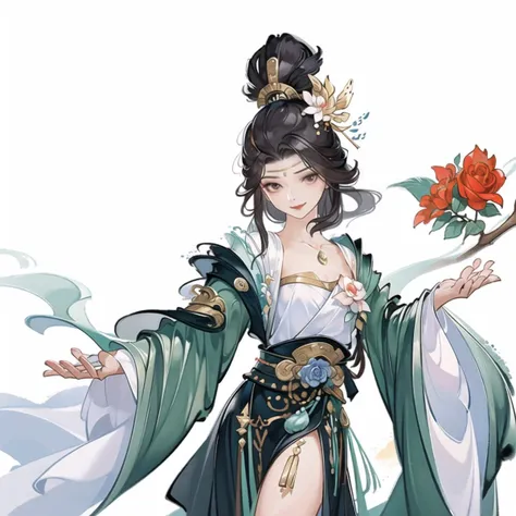 (masterpiece, top quality, best quality, official art, beautiful and aesthetic:1.2),(8k, best quality, masterpiece:1.2),(((simple white background,))),
Master of sword,A cute fancy *********** with a modern smile emotion holds a fire feather,black short hair,a black robe,red ribbons,metal decorations,and rose flower decorations,<lora:å½é£å°å°äºåå¹´:0.7>,<lora:å½é£è§è²åæ¶:0.49>,<lora:å½é£è§è²å¤§è¯è¥¿æ¸¸:0.7>,