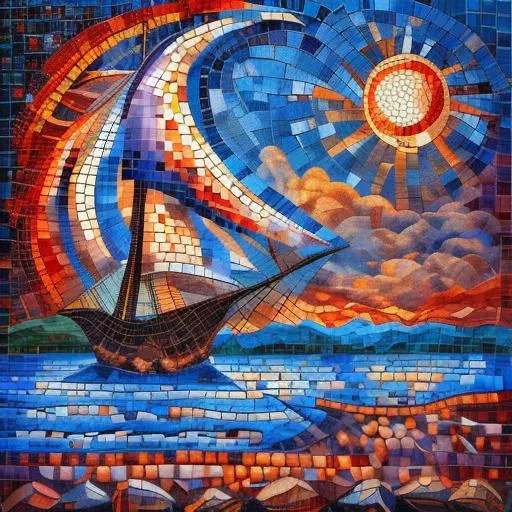 scenery, no humans, ArsMJStyle, Mosaic art