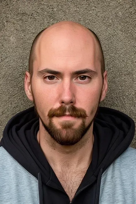 high quality, high resolution, extreme detail, one tall man, long hair, facial hair, moustache, beard, black hoodie, closeup, portrait, asmon, <lora:Person_Asmongold-twitch_KW-asmon:0.85> ,<lora:Tweak_Baldifier_KW-none:1.6>