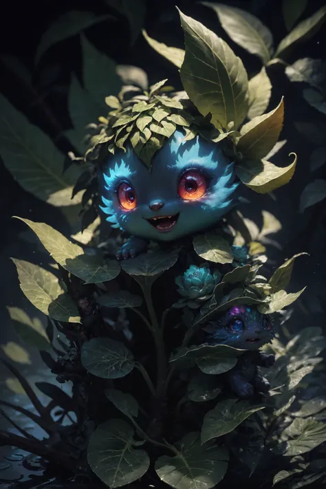 grainy, extremely detailed, intricate detail, dynamic lighting,photorealistic, <lora:FilmG4:1>,filmg , natural lighting,   <lora:LowRA:0.85> ,  <lora:m0nst3rfy3(0.5-1)M:0.75>,m0nst3rfy3, tiger cub, red glowing eyes, :P, (fluffy:1.2), glowing stripes, dark forest,dark theme, open mouth, lot of teeth, abyss in mouth,