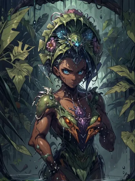 (1humanoid), character focus, (a circular natural pond), (detailed flowers in foreground), mushrooms in background, detailed, abusrdres, 8k, wilderness, , Detailed eyes, angry expression, zerg, <lora:zerg-basic:.55>, spikey hair, predator, purple skin, detailed eyes, <lora:add_detail:.5>, detailed wings, dripping, green pustules, fungus, infection, (exposed brain) , Crab:1.4) <lora:m0nst3rfy3(0.5-1)M:1>