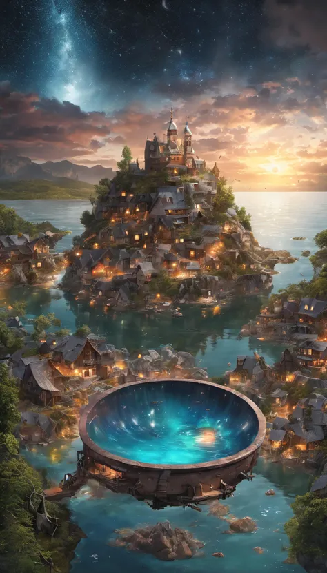<lora:Nouvis>, a small city sitting in an island in a ceramic bowl full of water| beautiful night sky | photo manipulation| beautiful composition
, detailed, realistic, 8k uhd, high quality