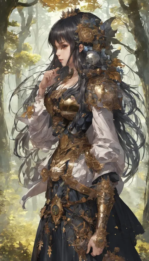 <lora:Nouvis>, Full body portrait, art by Cornflower, dreamy,(extremely detailed CG unity 8k wallpaper),(masterpiece), (best quality), (ultra-detailed), (best illustration),(best shadow), (an extremely delicate and beautiful), dynamic angle, floating, finely detail, (bloom), (shine), glinting stars, classic, (painting), (sketch), Taisho steampunk, (steampunk:1.2)), full body, 1girl,portrait, elf, pointy ears, priestess, fantasy,glistening skin, crystal, jewelry, necklace, flower, eyelashes, collarbone, beautiful, detailed eyes, shiny lips, looking at viewer, forest (masterpiece, high quality:1.2
, detailed, realistic, 8k uhd, high quality