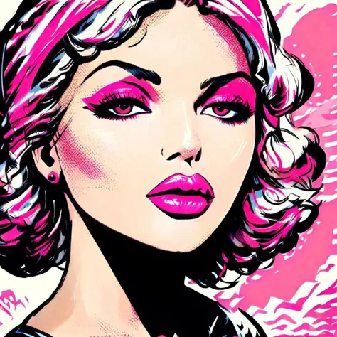 Graphic style, a portrait of pink lips.