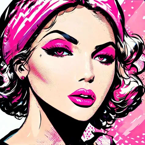 Graphic style, a portrait of pink lips.