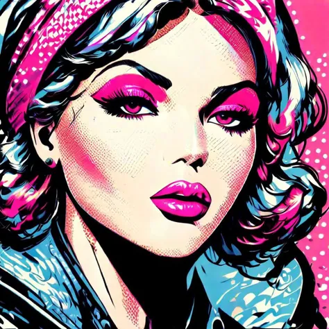 Graphic style, a portrait of pink lips.