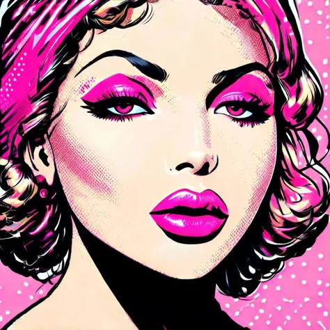 Graphic style, a portrait of pink lips.