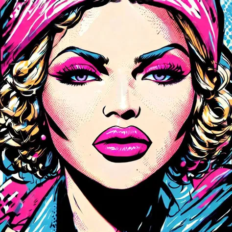 Graphic style, a portrait of pink lips.