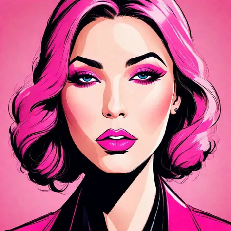 Graphic style, a portrait of pink lips.