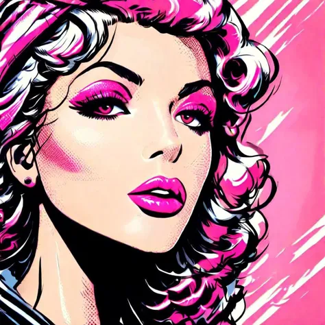 Graphic style, a portrait of pink lips.