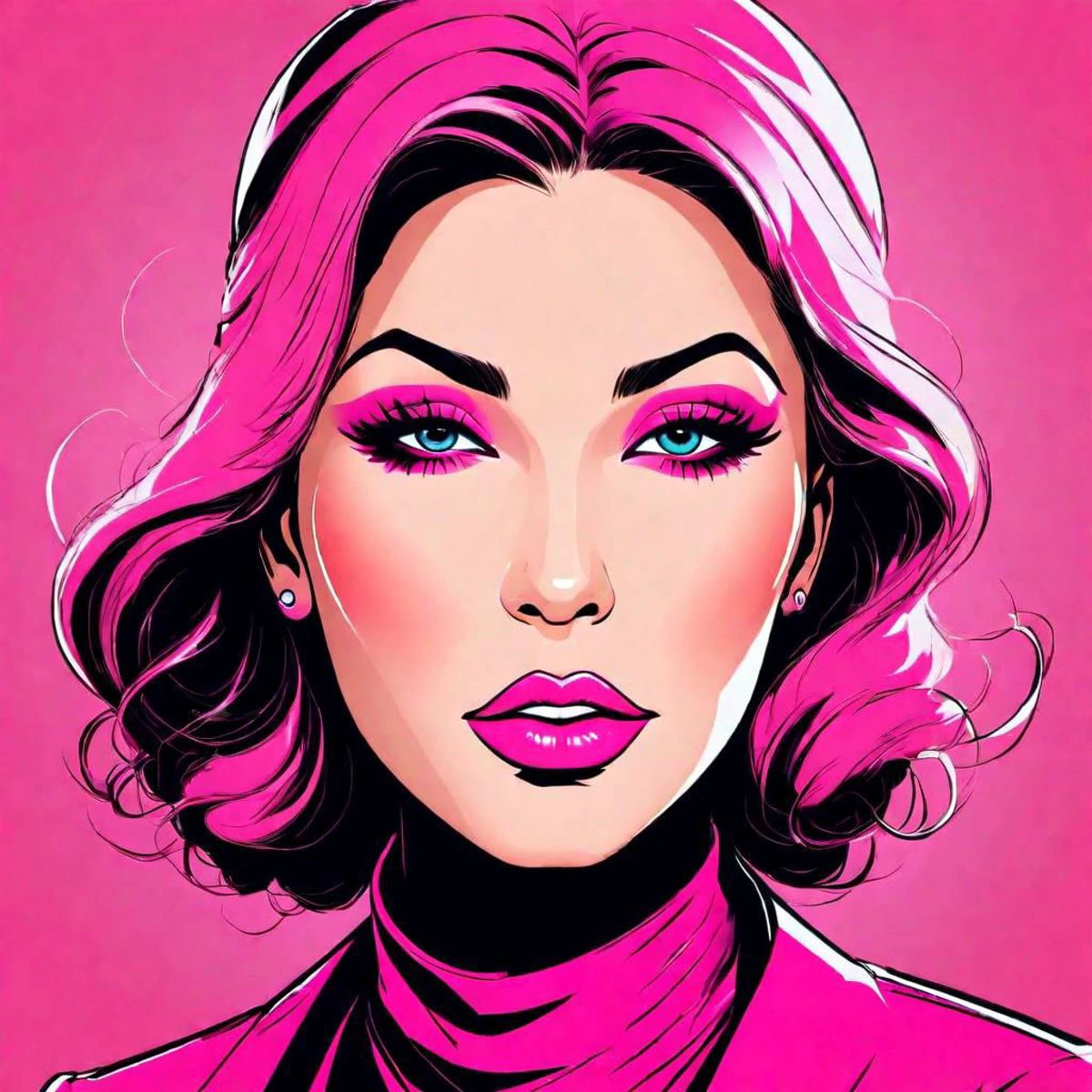 Graphic style, a portrait of pink lips.
