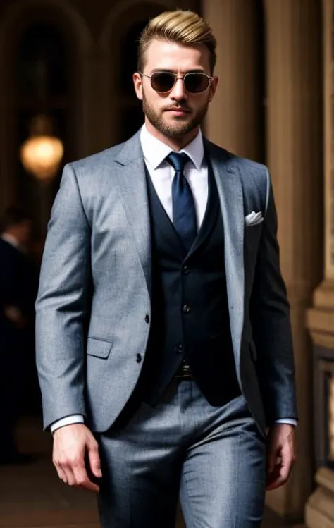photorealistic), masterpiece:1.5, best quality, beautiful lighting, realistic, real image, intricate details, everything in razor sharp focus, perfect focus, Photograph, masterwork, meticulous nuances, supreme resolution, 32K, ultra-defined, extremely shallow depth of field, excellent quality.
Hyper-realistic photograph of a handsome rusian man with fancy suit, with sunglasses, blonde hear, muscular, 28yo, full body shot.
Camera settings to capture such a vibrant and detailed image would likely include: Lens: 85mm f/1.8, f/4.0, ISO 100, 1/500 sec,Extremely Realistic