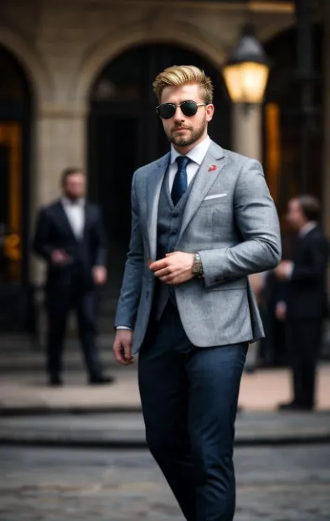photorealistic), masterpiece:1.5, best quality, beautiful lighting, realistic, real image, intricate details, everything in razor sharp focus, perfect focus, Photograph, masterwork, meticulous nuances, supreme resolution, 32K, ultra-defined, extremely shallow depth of field, excellent quality.
Hyper-realistic photograph of a handsome rusian man with fancy suit, with sunglasses, blonde hear, muscular, 28yo, full body shot.
Camera settings to capture such a vibrant and detailed image would likely include: Lens: 85mm f/1.8, f/4.0, ISO 100, 1/500 sec,Extremely Realistic