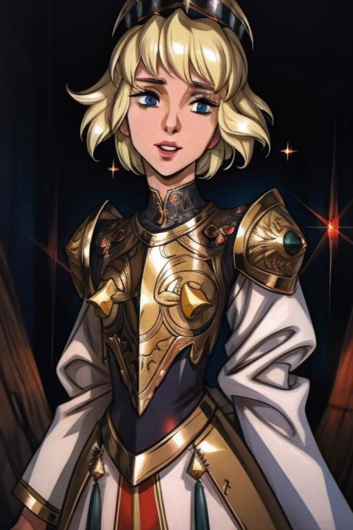 A woman in armor with a sword and a helmet - SeaArt AI