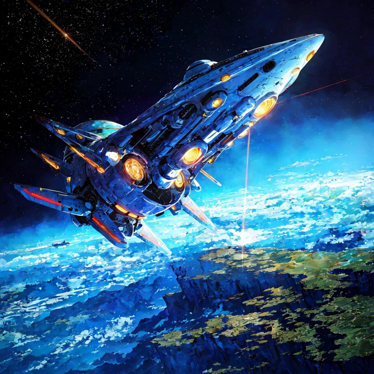 masterpiece,best quality, ultra-detailed,illustration,16k,anime style,,unidentified, flying, object, UFO, mysterious, extraterrestrial, alien, spaceship, sky, hovering, strange, unknown, saucer, celestial, enigmatic, night, bright, lights, unusual, phenomenon, eerie, unexplained, futuristic, otherworldly, spacecraft, cosmic, strange, anomaly, hovering, supernatural, atmosphere,beautiful detailed background,