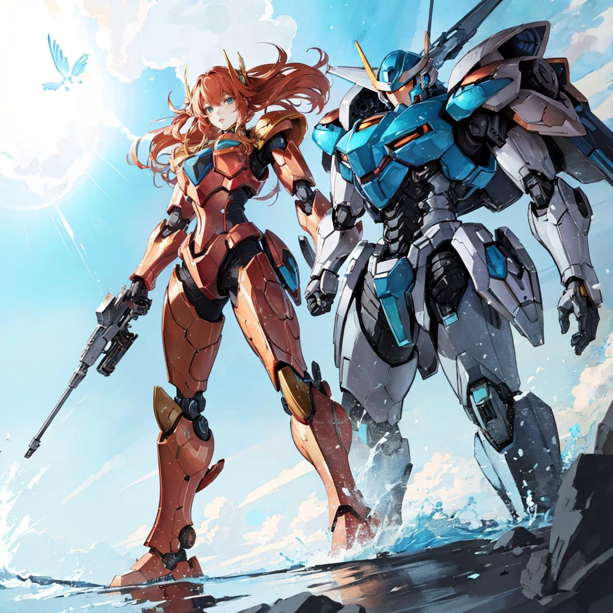 ultra-detailed, (Precise and unmatched illustrations:1.1), high-resolution,(incredibly absurdness) , (masterpiece:1.2), (best-quality:1.2),
(super fine illustration), (an extremely delicate and beautiful:1.2), CG unity 4k wallpaper, official art, sci-f,
BREAK,
1 girl ,(big mecha:1.1), metroid powered armor, (ruiend metropolis:1.2)