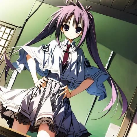 masterpiece, best quality, highly detailed, subahibi_kagami, school uniform, 1girl, solo, school roof, blue sky, fisheye lens, angry, fullbody, boots <lora:SubaHibi_Kagami:0.9>