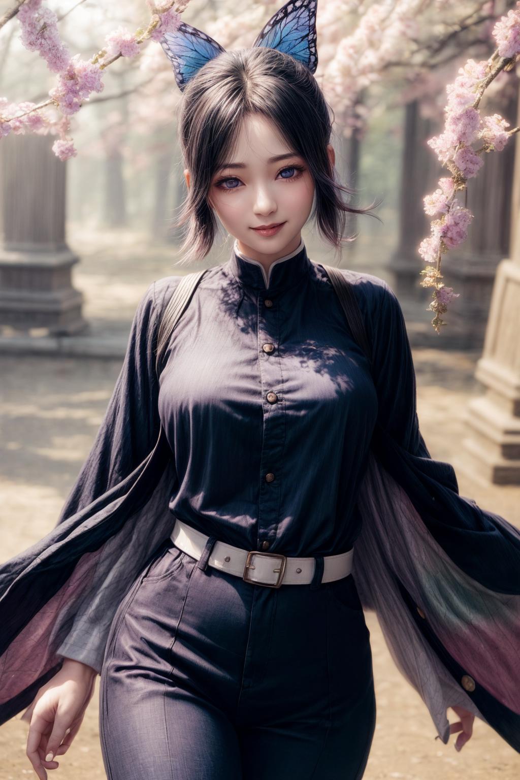 A close up of a woman in a black outfit with a cat ears - SeaArt AI