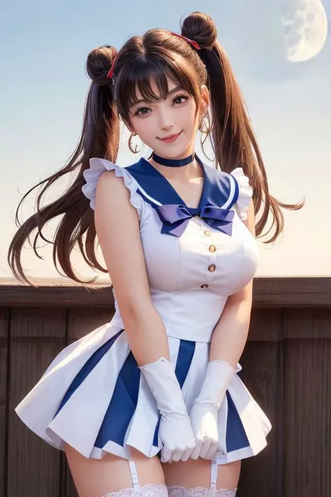 (Highest quality, 128K, masterpiece:1.55), Ultra detailed face, Detailed lips, Detailed eyes, detailed skin, double eyelid, tan skin,
BREAK (Happy smile), (running:1.6), (dynamic pose:1.3), (dynamic angle:1.3),
BREAK 1girl, 18years old, (Oversized Breasts), (big hips:1.5), (Svelte Body, Hourglass figure:1.5),
BREAK daiwa scarlet, brown hair, hair intake, (red eyes:1.5), long hair, twintails, animal ears, horse girl,
BREAK Tiara, Horse tail, Epaulettes, Garter Straps, Long sleeve, Red eyes, bow tie, Puff sleeves, Blue jacket, White knee socks, Center frill, White shirt, White Skirt, Blue Skirt, Hair Ribbon,
BREAK , nature, A vast world, Bright Sky, Cloudy, Star Effect, night,