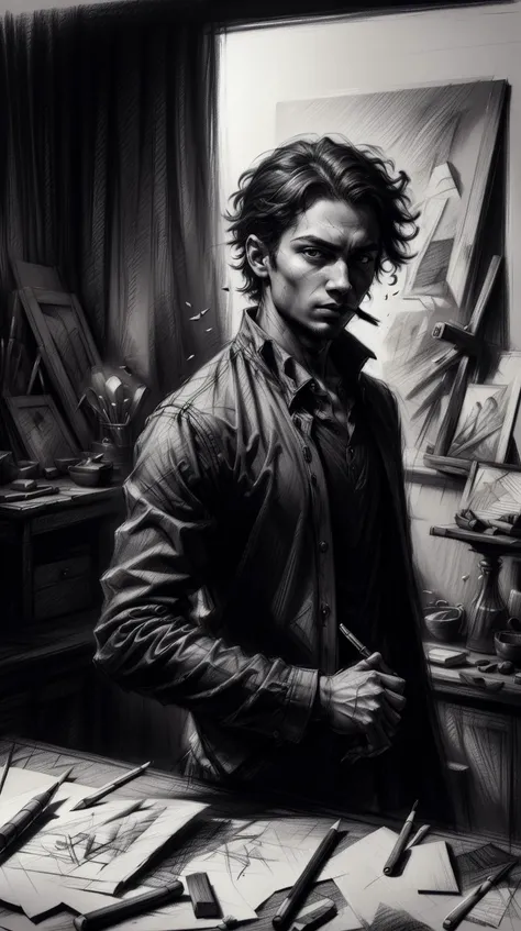 <lora:CharcoalDarkStyle:1> CharcoalDarkStyle Bookmark, Charcoal sketch, rough, dark, black background, (Masterpiece:1.3) (best quality:1.2) (high quality:1.1)