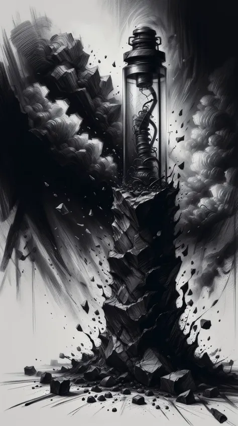 <lora:CharcoalDarkStyle:1> CharcoalDarkStyle lava lamp, Charcoal sketch, rough, dark, black background, (Masterpiece:1.3) (best quality:1.2) (high quality:1.1)