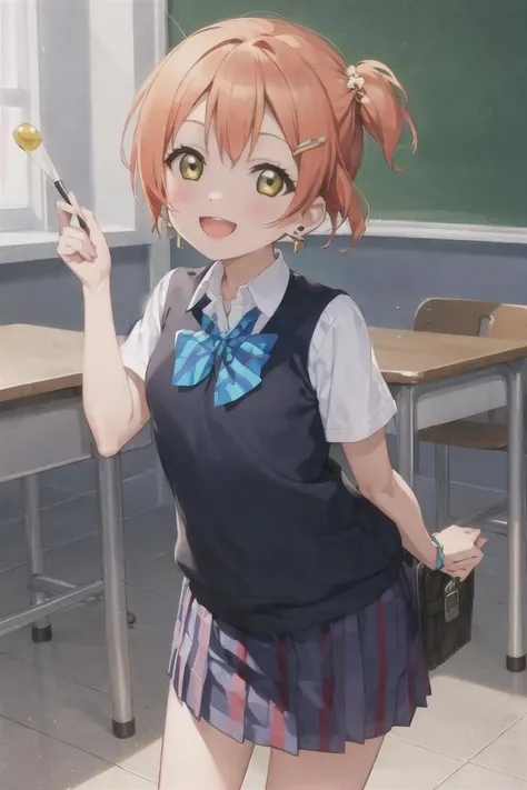 hoshizora_rin, 1girl, solo, short hair, cuff, (Beatrice), <lora:rin_v1-000009:0.8>
(illustration:1.1),(best quality),(masterpiece:1.1),(beautiful and clear background:1.25),(extremely detailed CG unity 8k wallpaper:1.1), (colorful:0.9),(depth of field:0.75),( ink splashing:0.95),(color splashing:0.85),(watercolor:0.65),
(cowboy shot:1.4),blue (school uniform:1.4), :d, dress, earrings,looking_at_viewer, neck_ribbon, smile,
classroom, indoor, sunny, detailed blue sky