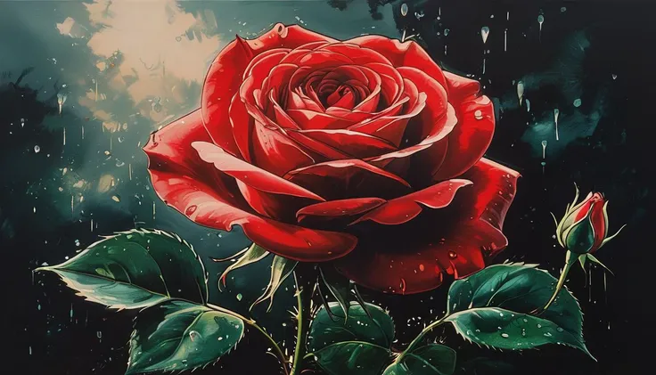 impactful paint of a red Rose <lora:Vintage_Anime:0.8>, highly detailed, 8k, sharp, professional, clear, high contrast, high saturated, , vivid deep blacks, crystal clear