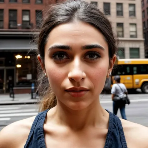 photo of (kkp woman:1), <lyco:Karisma_g3_Locon:1>,  working class in new york city, upper body, detailed skin, 20 megapixel, canon eos r3