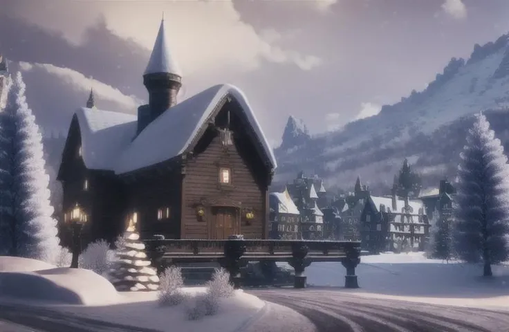 (winter, snow:1.4),(H0GLEGACY),(magical castle)