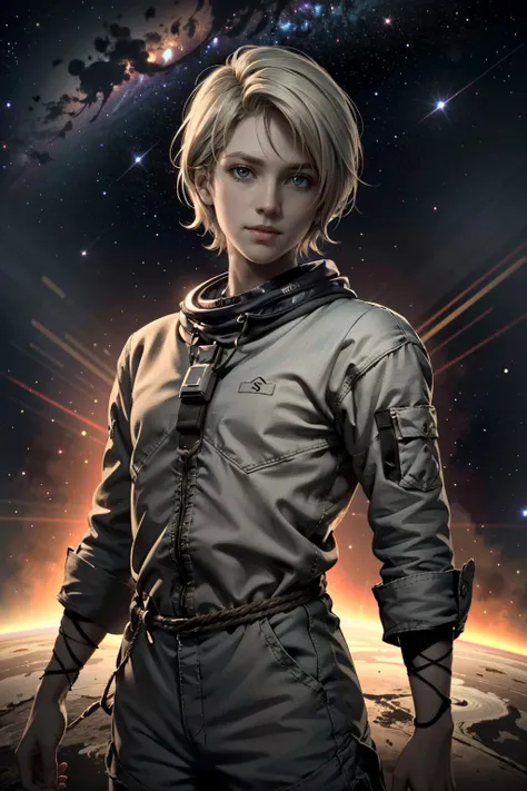 ((ultra detailed, masterpiece, best quality))
 <lora:Outlast2Val:0.8>
Outlast2Val, solo, short hair, on space station, stars and space background