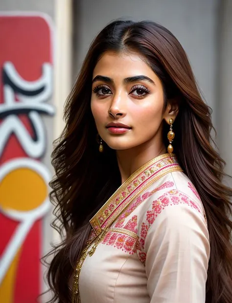 poooja-950-1100, indian woman, realistic, solo, long_hair, (photorealistic), best quality, ultra high res, Long sleeve, red dress, full body, graffiti (medium), ok sign, stand,1girl, full body, beautiful, masterpiece, best quality, extremely detailed face, perfect lighting, 1girl, solo,best quality, ultra high res, lipstick, ultra detailed, looking at viewer, best quality,