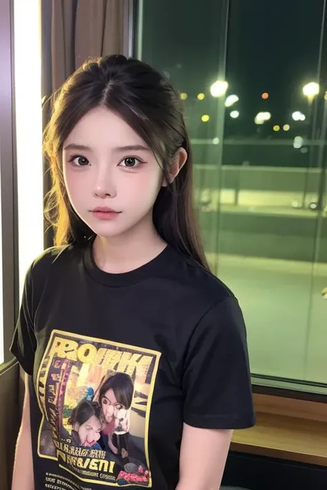 1girl,close-up,night, t-shirt,, 8k, RAW photo, best quality, masterpiece,realistic, photo-realistic, <lora:yddV3:0.8>