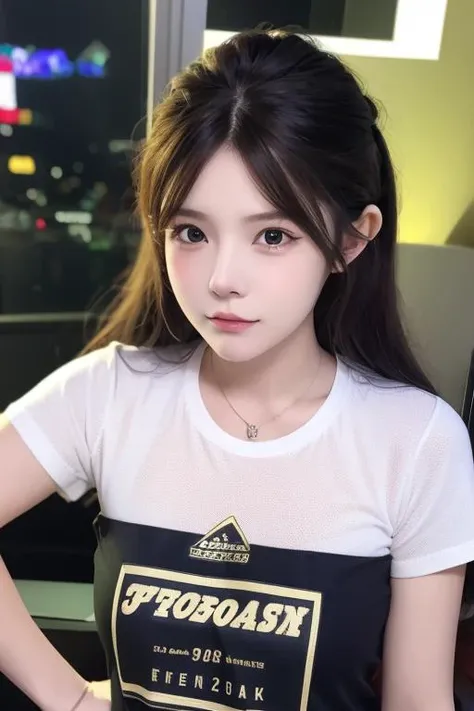 1girl,close-up,night, t-shirt,, 8k, RAW photo, best quality, masterpiece,realistic, photo-realistic, <lora:yddV3:0.8>