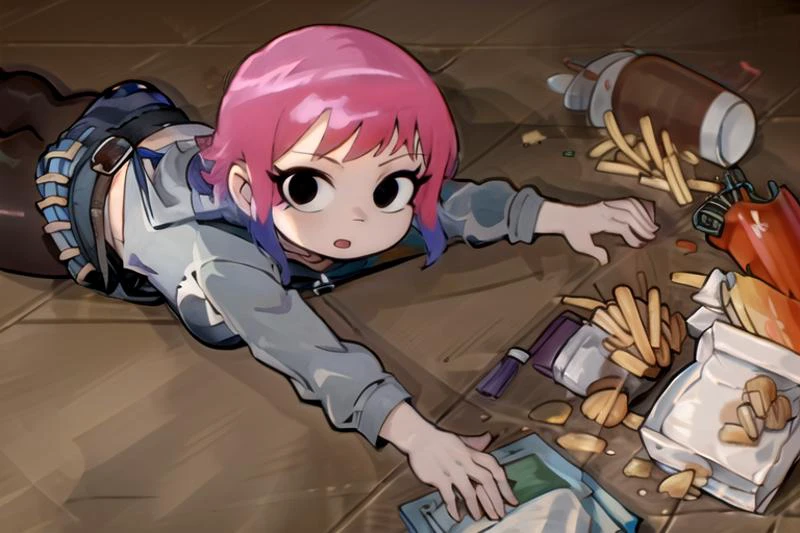 <lora:Ramona_Flowers:0.8>, Ramona_Flowers,(1girl),(solo), short hair, black eyes,small breasts,looking at the viewer,
hoodie,white shirt, grey jacket, long sleeves, belt, denim skirt, purple pantyhose,
Highly detailed, High Quality, Masterpiece, beautiful,
<lyco:apuspill-08:0.8> apuspill, open mouth, tears, crying, tearing up, meme, spill, french fries