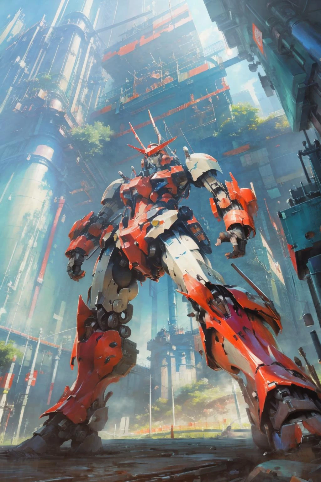 1 mech
futuristic
Studio Trigger
perspective
muted color
from below
(best quality, masterpiece, )