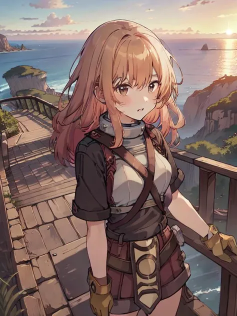 (masterpiece, top quality, best quality, official art, beautiful and aesthetic:1.2), 1 girl,
In the vibrant glow of a fiery sunset, a captivating 17-year-old girl with flowing locks of opalescent turquoise hair stands atop a majestic cliff, overlooking a sprawling ocean, her eyes filled with a sense of adventure and anticipation
,ragnarok_novice
<lora:ragnarok_novice_v2:0.9>