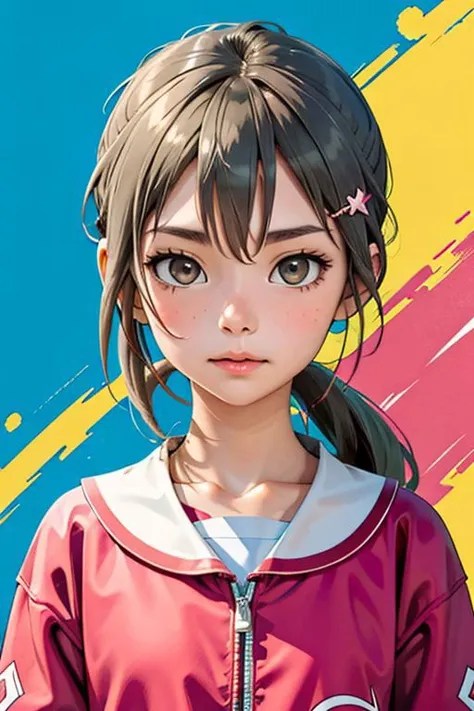 (top quality,8k wallpaper, masterpiece,best quality, high_resolution, ultra details, extreme quality, sharp focus, bright, vivid colors),symbolic, 
minowagin, hairclip, mankai, summercasual