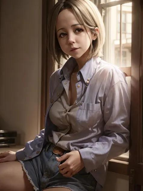 (realistic:1.2), (RAW, sharp detail:1.1), AndiPink, wearing a button up shirt, <lora:MillenniumGirls2SRS:1>