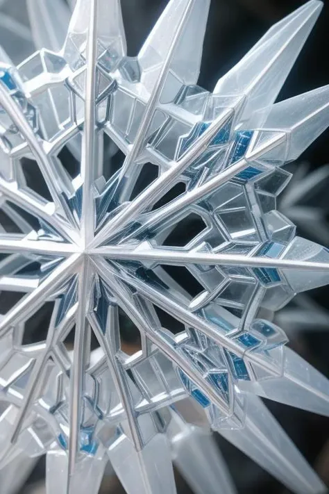 Masterpiece, art by Beeple Ice crystal: Unique snowflake showcasing hexagonal structure, sunlight illuminating intricate patterns. (snowflake, ice crystal, macro, hexagonal) , realistic, perfect quality , intricated details, detailed background, cinematic lights,