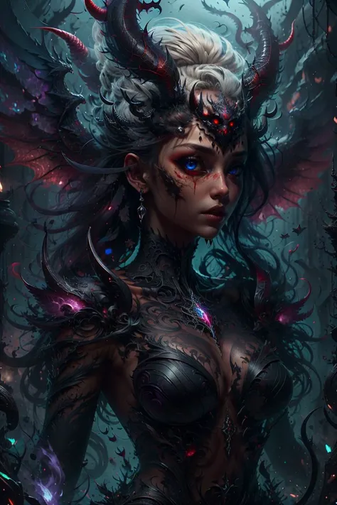 a completely white demonic creature, men monster, large multicolored eyes, bald head, skull covered with small horns, (best quality,4k,8k,highres,masterpiece:1.2),ultra-detailed,(realistic,photorealistic,photo-realistic:1.37),HDR,UHD,studio lighting,ultra-fine painting,sharp focus,physically-based rendering,extreme detail description,professional,vivid colors,bokeh,dynamic point of view,cinematographic scene,highlighted character,backlight effects,mystical character,multicolored cracks on the skin,character seen in full