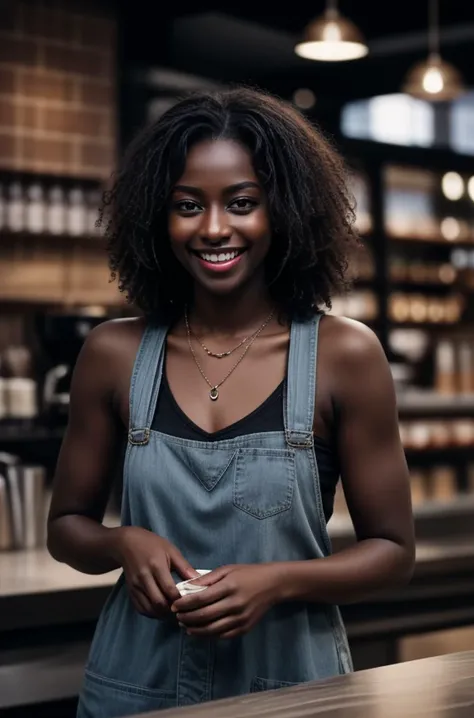 (masterpiece, best quality), (((dark skin))), curly hair, barista, realistic, laughing, necklace,
<lora:Detail Slider V2 By Stable :0.4> <lora:NOISEOFFSET_V2_BY_STABLE_YOGI:0.8>