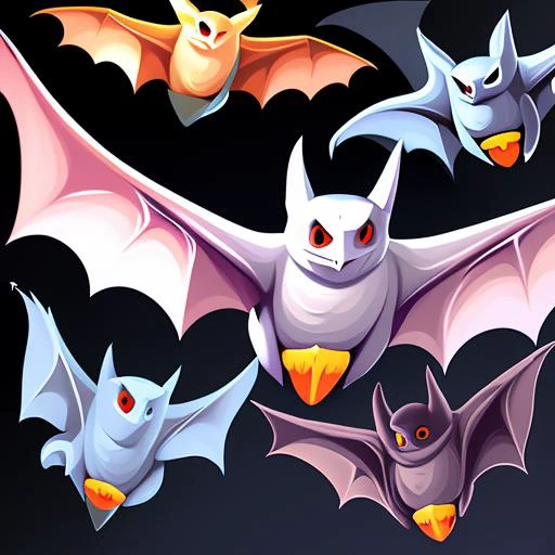 best quality, masterpiece, very high resolution, highly detailed, flock of bats, stylized game icon