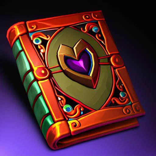 enchanted books with a decorated cover, stylized game item, artstation, deviantart, game icon, no reflexion, whole solid black background