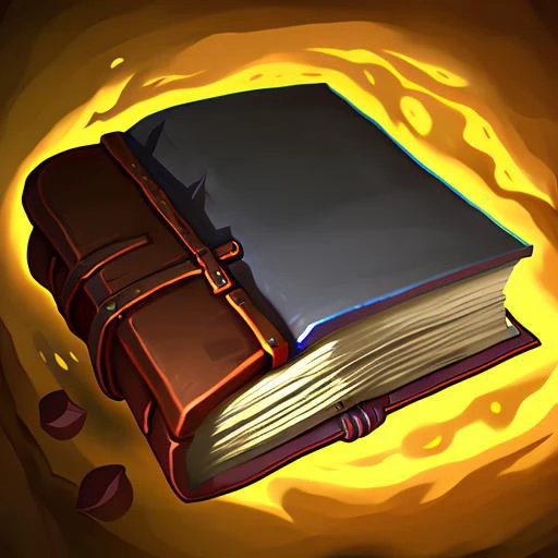 books  with a decorated cover, stylized game item, artstation, deviantart, game icon, no reflexion, whole solid black background