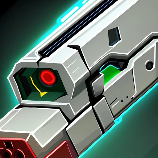 best quality, masterpiece, very high resolution, highly detailed, sci-fi pulse rifle, stylized game icon