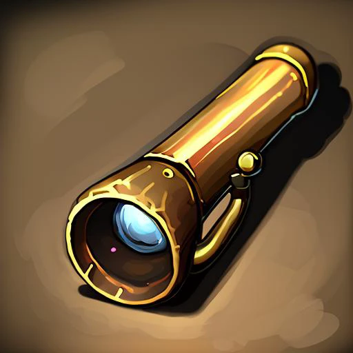 best quality, masterpiece, very high resolution, highly detailed, brass telescope, stylized game icon