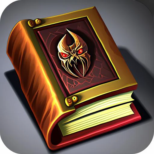 best quality, masterpiece, demonic book, very high resolution, highly detailed, stylized game icon