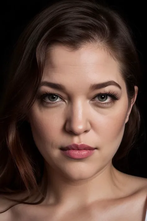 DEN_tessa_fowler,
(headshot:1.2) portrait on a (plain black background:1.2), (headshot:1.2), (face focus:1.1), (facing the camera:1.2), Head in the centre, (eye contact:1.3), (intense stare:1.1), mouth open, (facing straightforward:1.2), (forward facing:1.1), Head, face, Head focus, Head tilted down, looking slightly up at the camera,
bokeh, f1.4, 40mm, photorealistic, raw, 8k, textured skin, skin pores, intricate details  <lora:epi_noiseoffset2:1>, epiCRealism