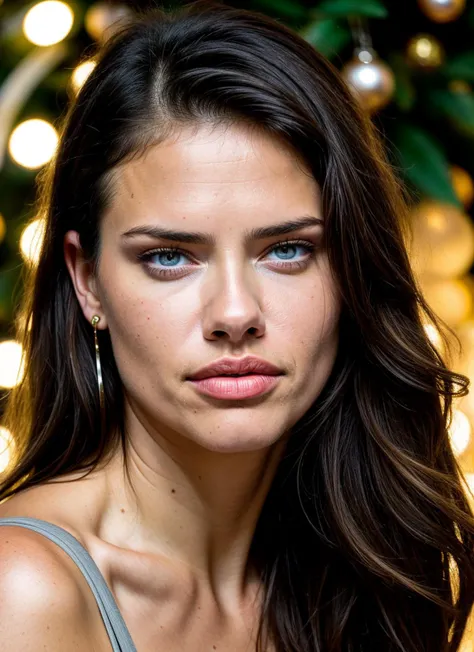 visage seulement avec trait fin et levre de taille moyenne pulpeuse, long_cheveux, avec les yeux vert clair et un un regard charmant regardant droit devant la camera, Fille de la ville, clivage, occidental, Fille chaude, Brazilian, Makeup, (Masterpiece), Best quality, High resolution, Extremely detailed, blurred background, profondeur de champ, lighting cinematic,