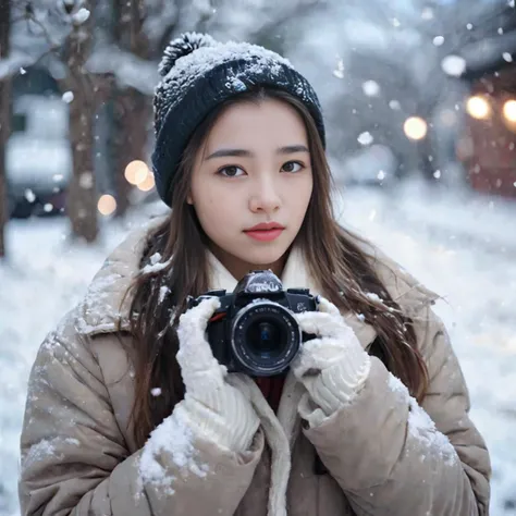 cinematic photo 1girl .snow,35mm photograph, film, bokeh, professional, 4k, highly detailed,